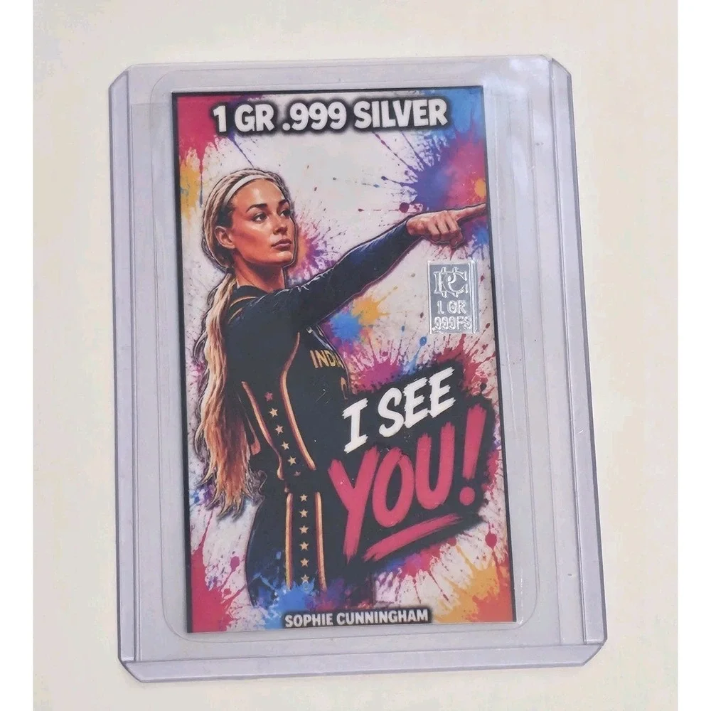Sophie Cunningham WNBA FanArt Card 1 Gram .999 Fine Silver Bar Indiana Fever